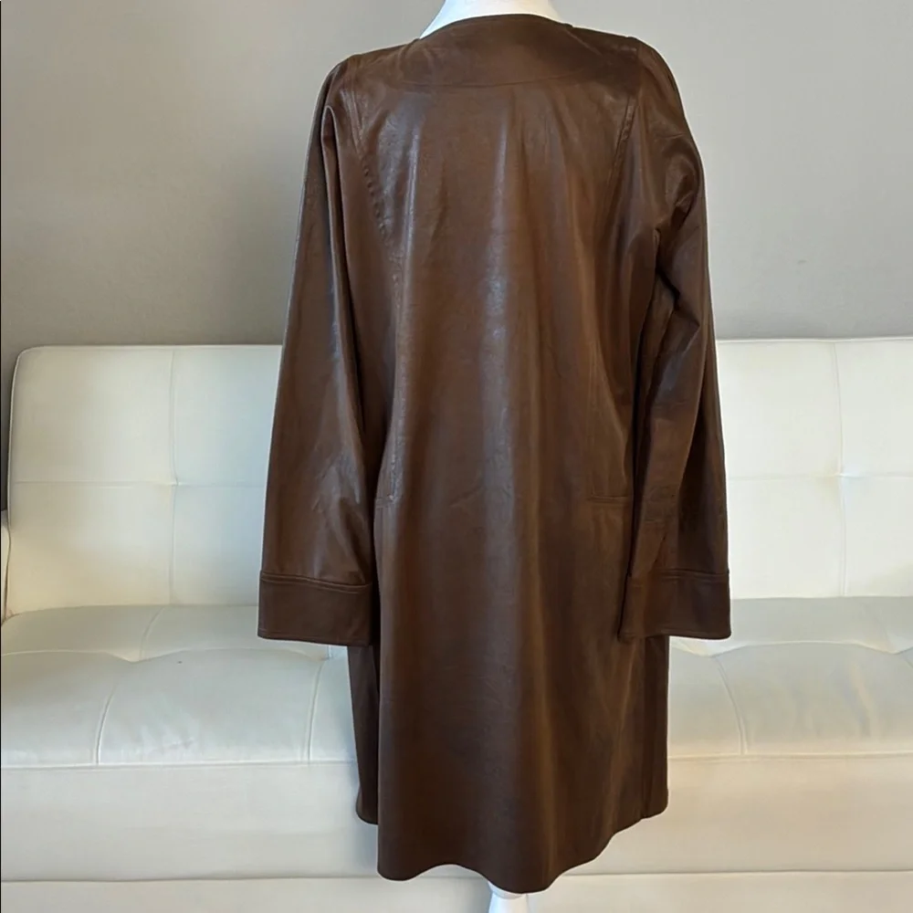 Soft Surroundings Dark Brown Faux Leather Ling Jacket with Pockets